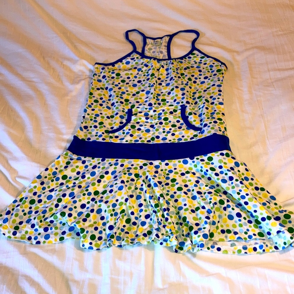 Polka Dot Print Youth Girls Dress Blue